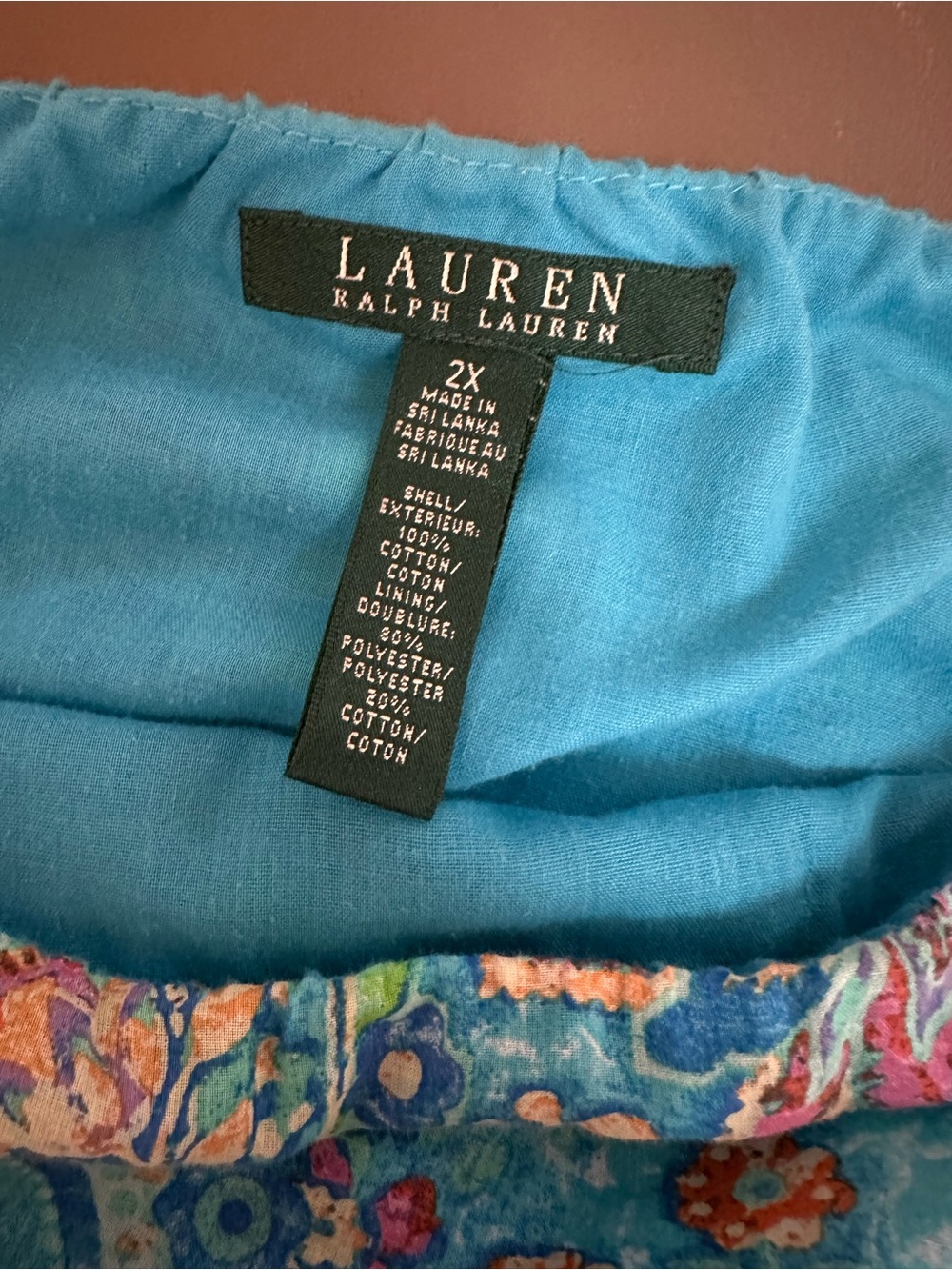 Lauren Ralph Lauren Teal Floral Tiered A-Line Boho Skirt, 2X - Picture 6 of 10
